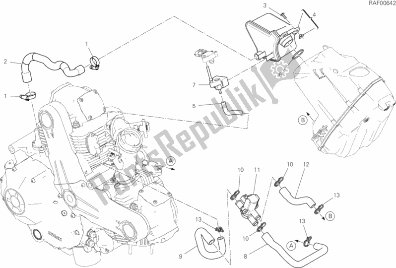 All parts for the Secondary Air System of the Ducati Scrambler Desert Sled Thailand USA 803 2019